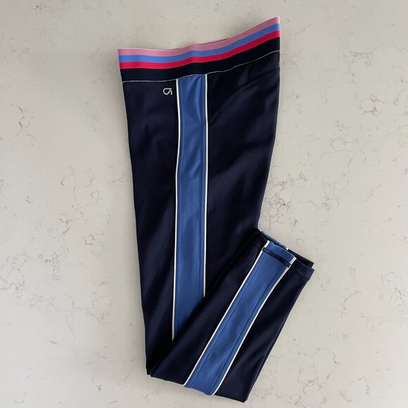 Gap Fit Eclipse Side Stripe Paneled 7/8 Length Leggings Blue White Sz S - Picture 9 of 9